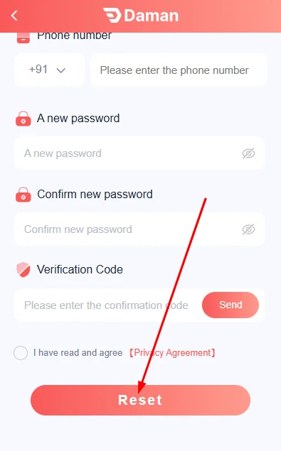 tap on reset